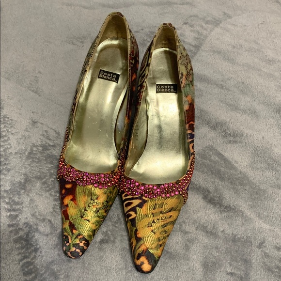 Costa Blanca Multicolor Embellished Heels - Picture 1 of 3